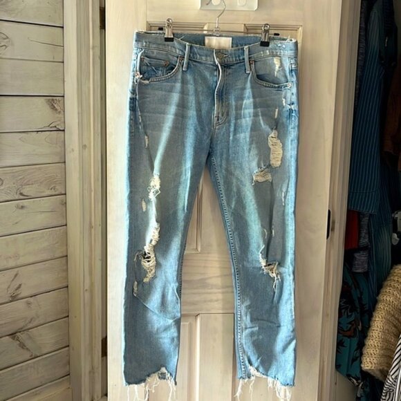 Mother Jeans The Sinner distressed cropped jeans 28 Thanks For Nothin’ wash - Picture 1 of 7